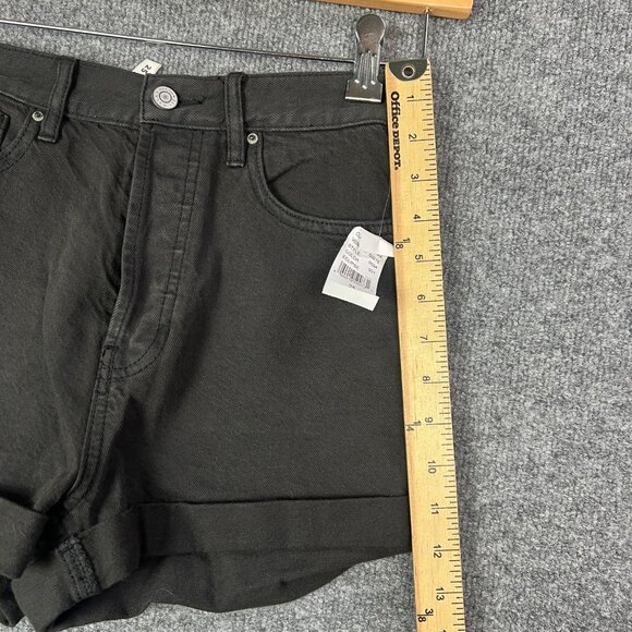 NWT Pacsun Womens‎ 25 Black High Rise Rolled Short Button Fly Cuffed Flat Front - Picture 8 of 9